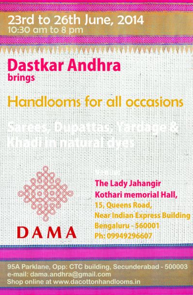 Handloom Exhibition by Dastkar Andhra at Banglore
