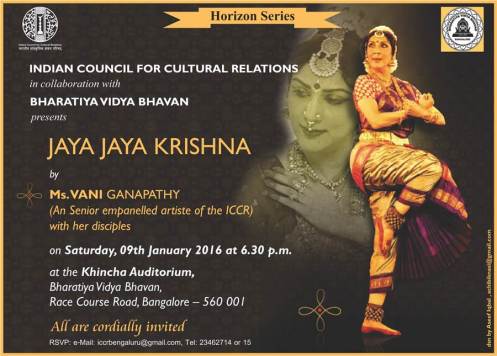 “JAYA JAYA KRISHNA” Dance Programme by Vani Ganapathy org by ICCR and Bharatiya Vidya Bhavan Bengaluru